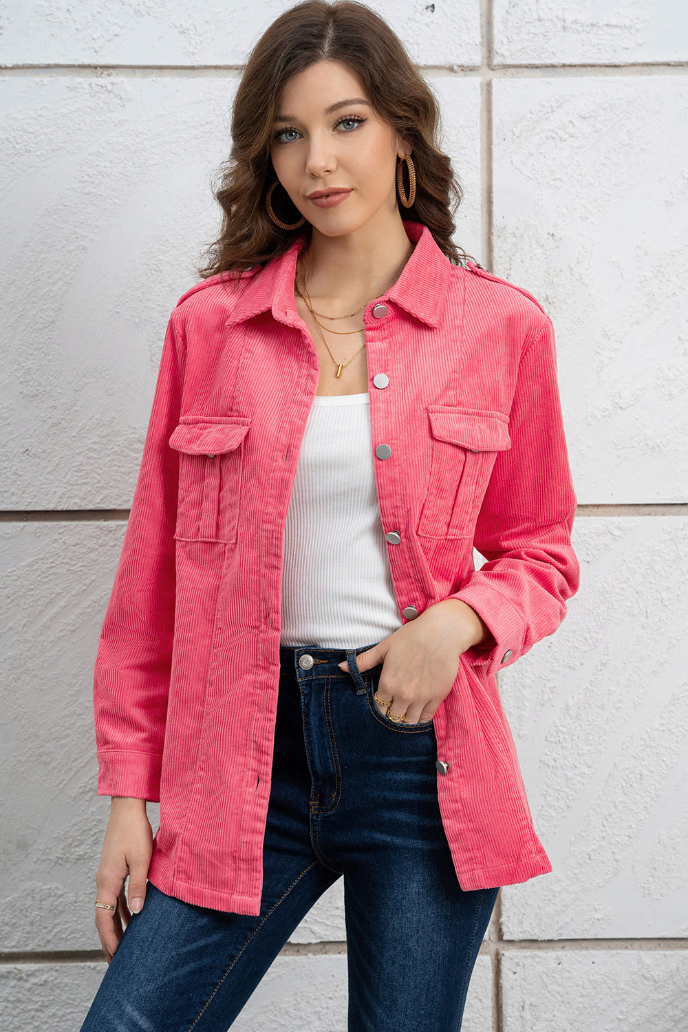 Celia Button Down Collared Shacket