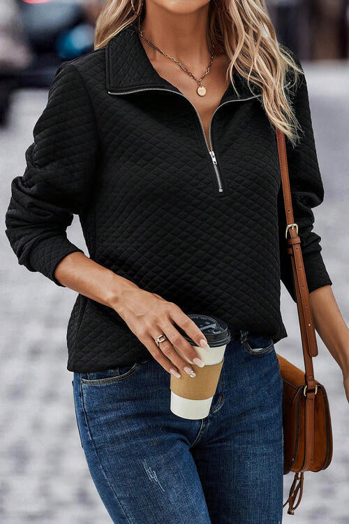 Adriana Half Zip Long Sleeve Sweatshirt