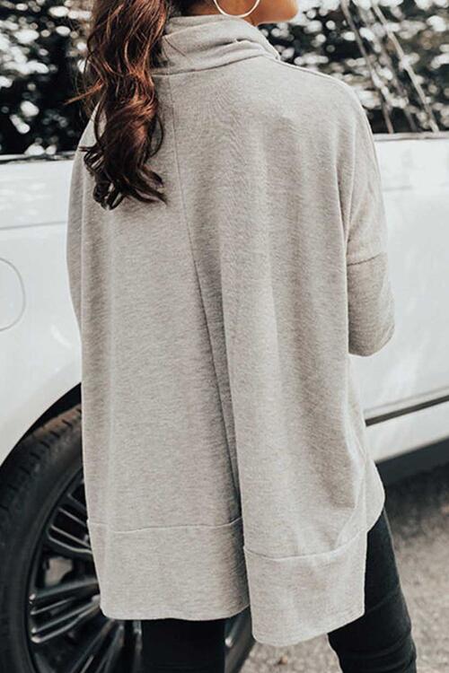 Mila Cowl Neck Long Sleeve Slit Blouse