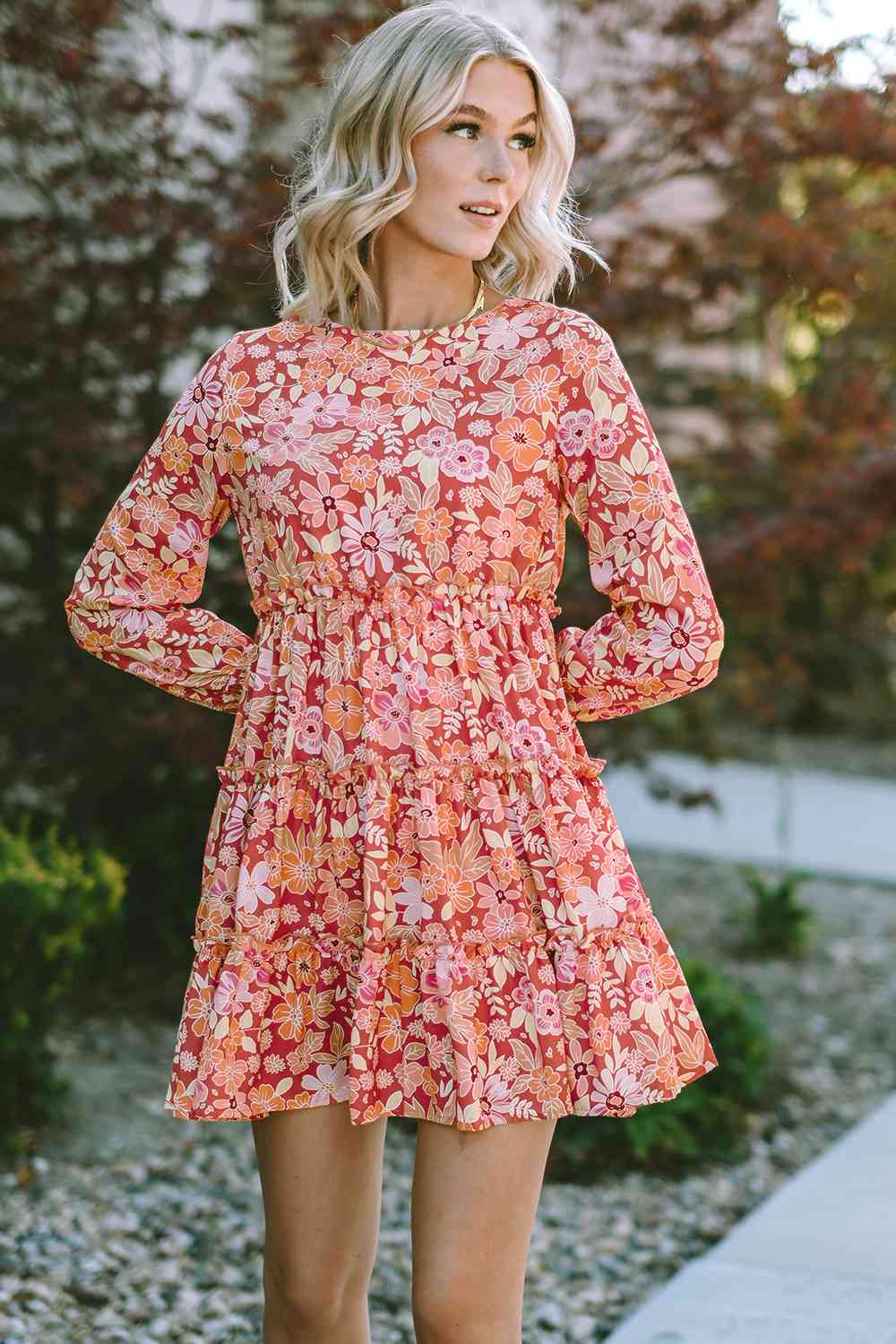 Adelaide Floral Long Sleeve Tiered Dress