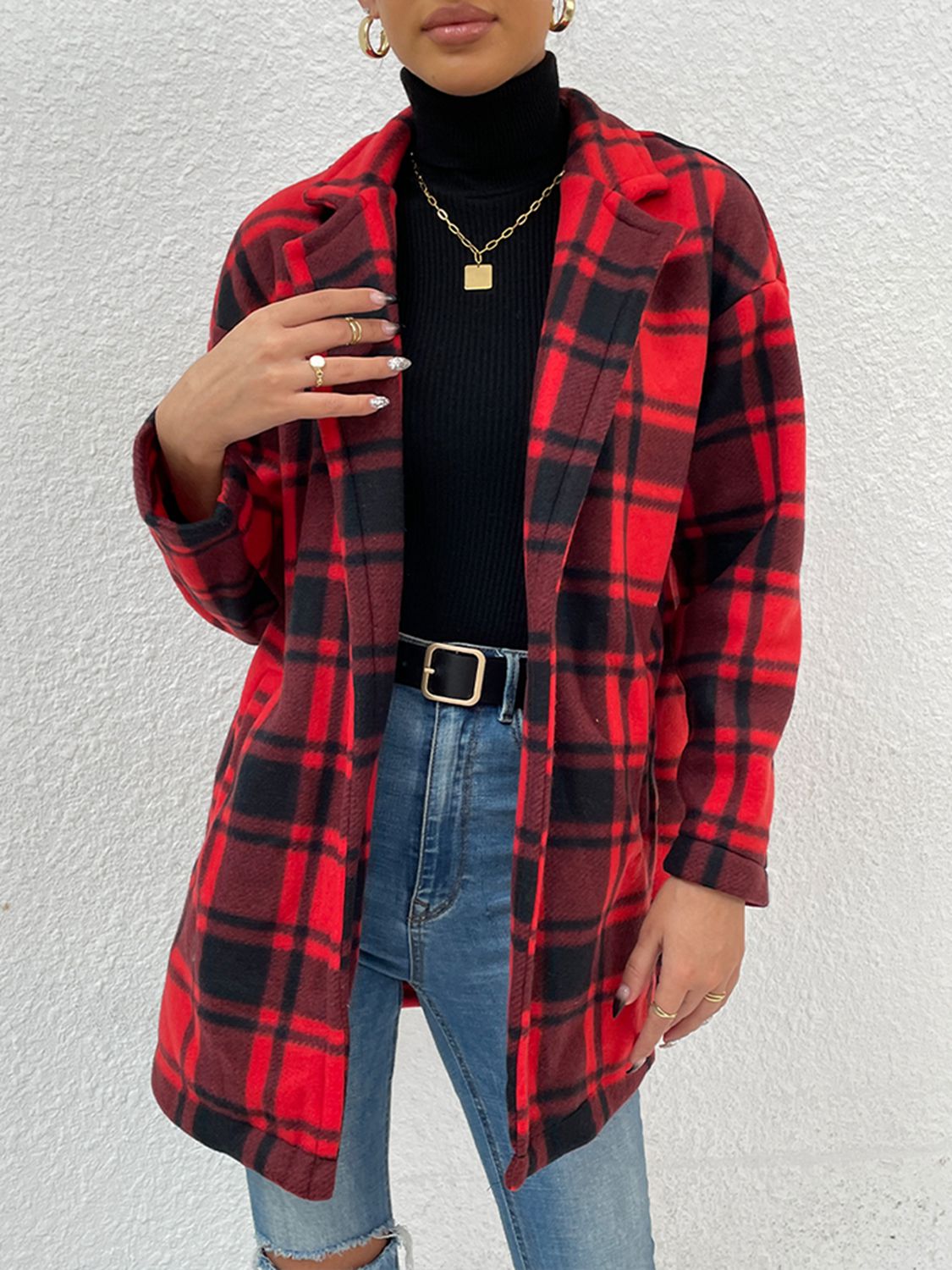 Nature Is Home Plaid Lapel Coat