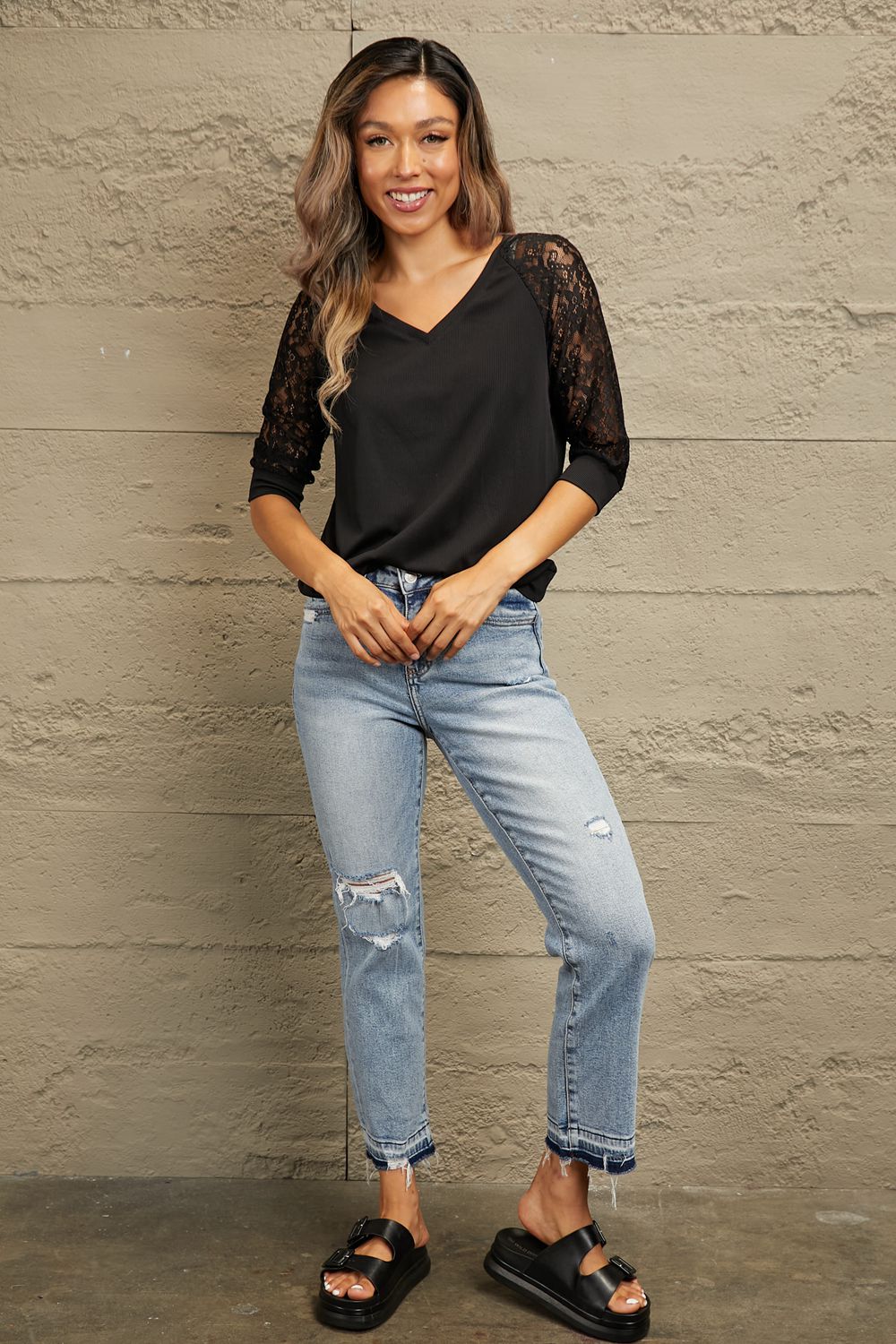 Simplistic V-Neck Lace Top