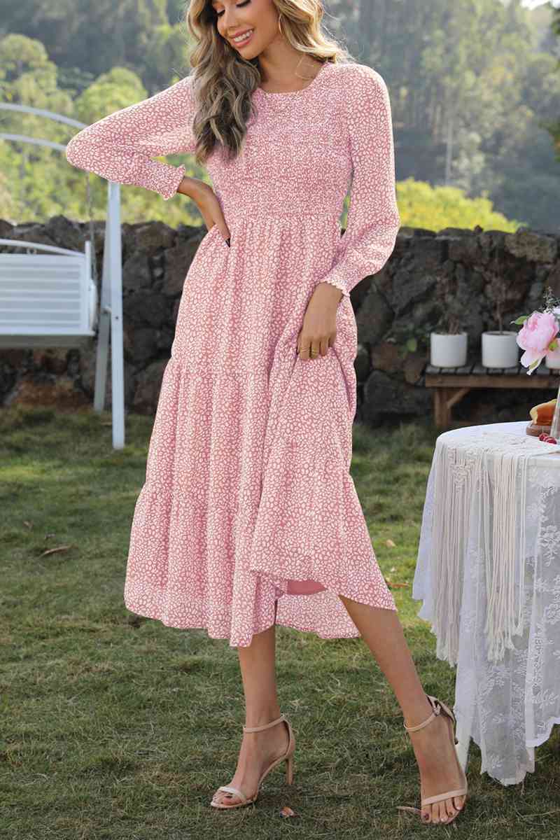 Evelyn Lantern Sleeve Midi Dress