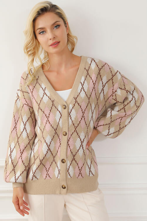 Melanie Button Up Geometric Cardigan
