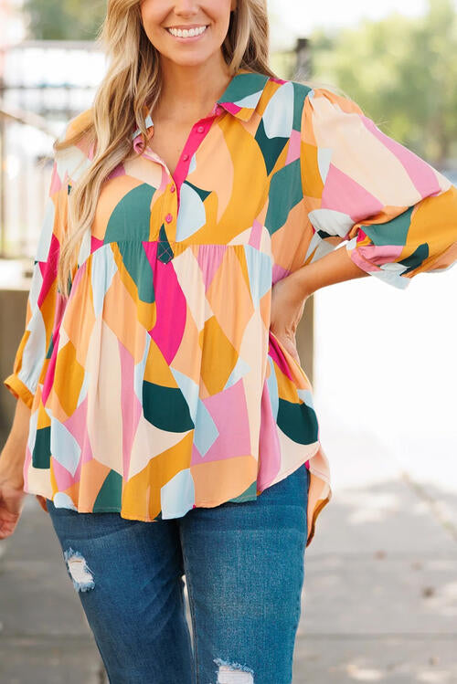 Cora Collared Neck Long Sleeve Blouse