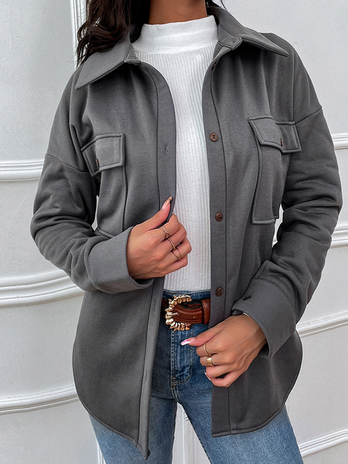 Aubree Button Down Dropped Shoulder Coat