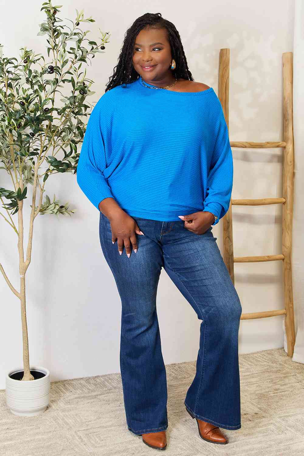 Payton Round Neck Batwing Sleeve Blouse