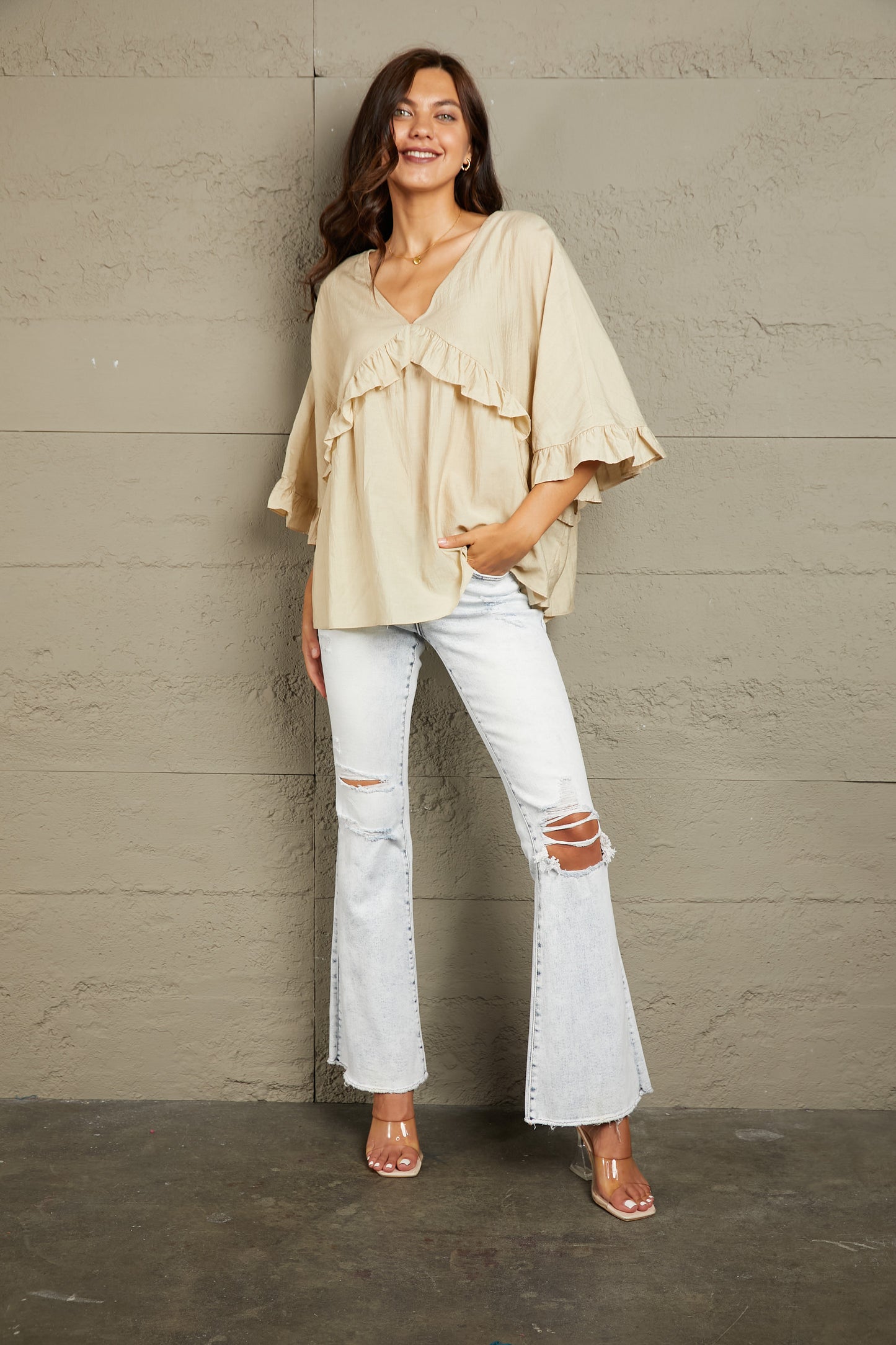 Marcia Ruffled V-Neck Blouse