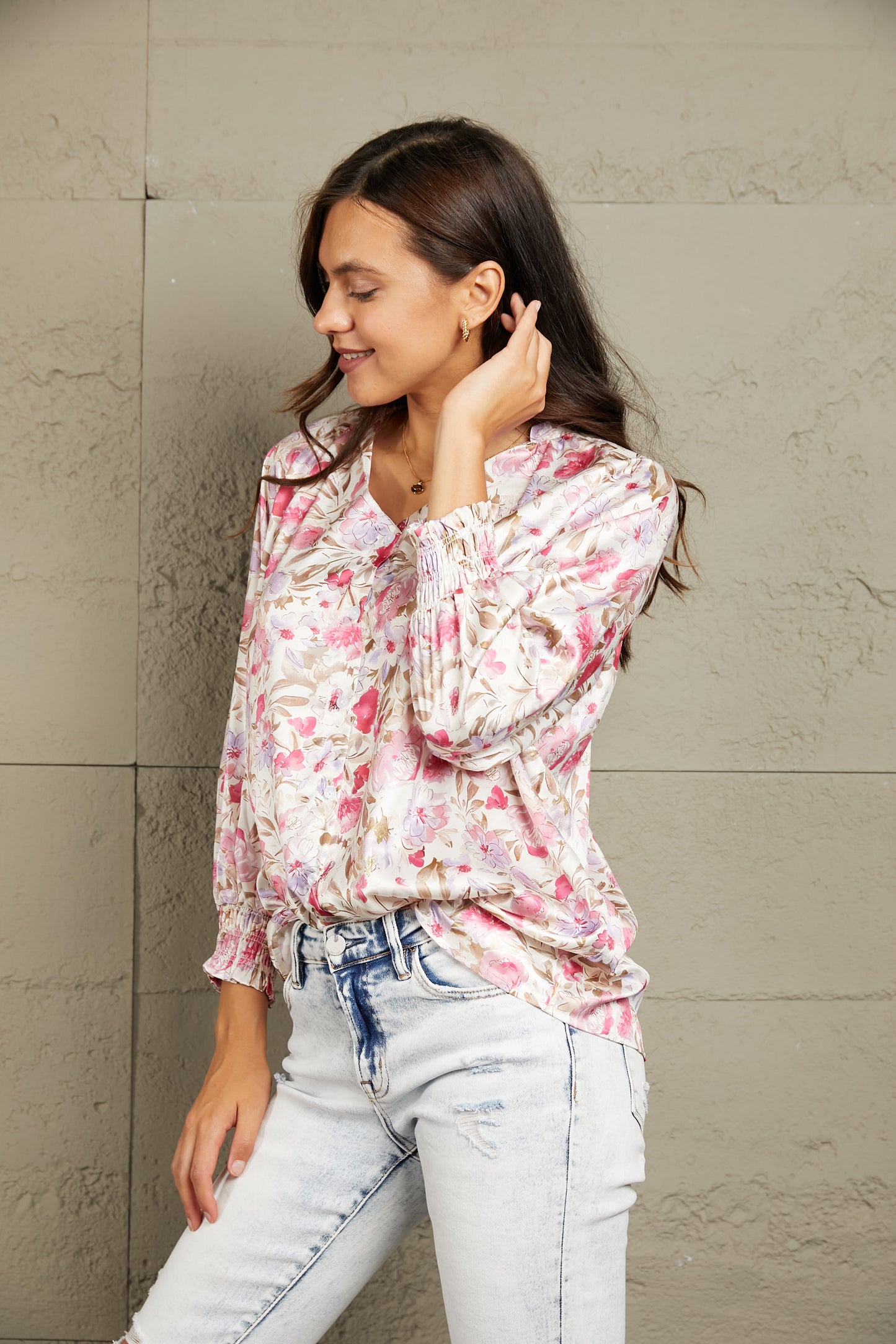 Room To Grow Floral V-Neck Blouse