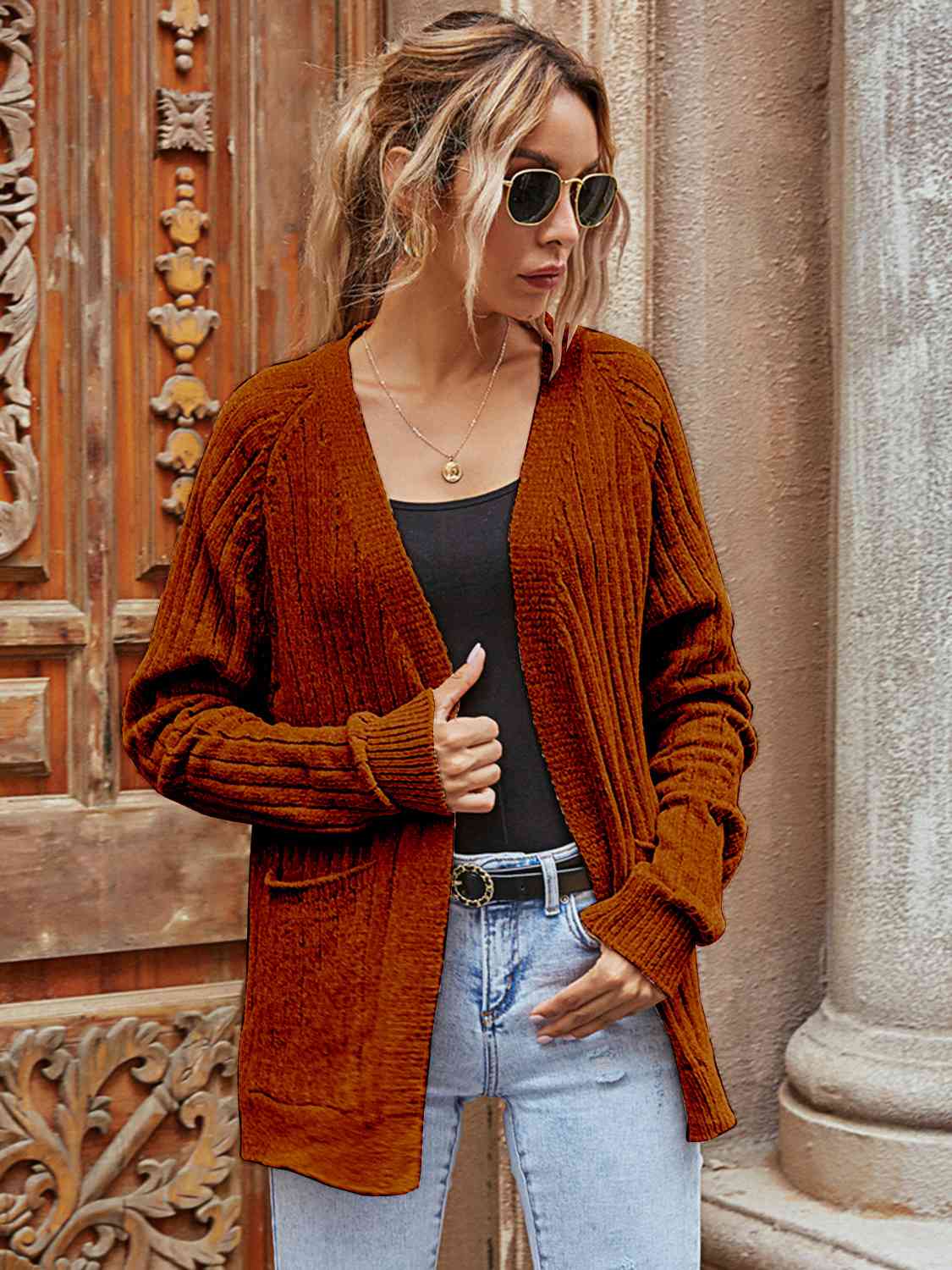 Lydia Ribbed Open Front Cardigan
