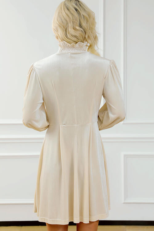Harmony Smocked Lantern Sleeve Mini Dress