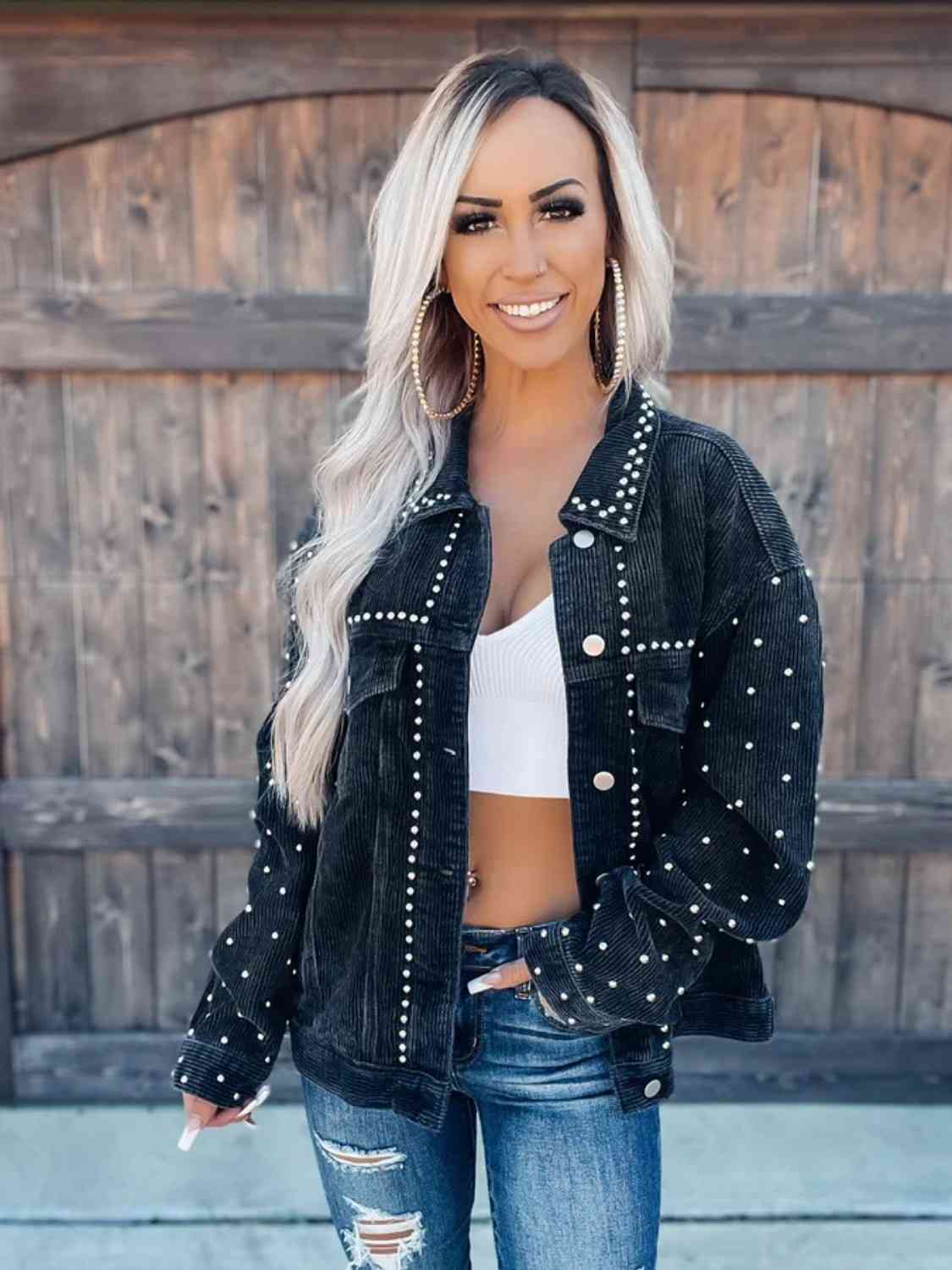 Alisson Studded Button Down Jacket