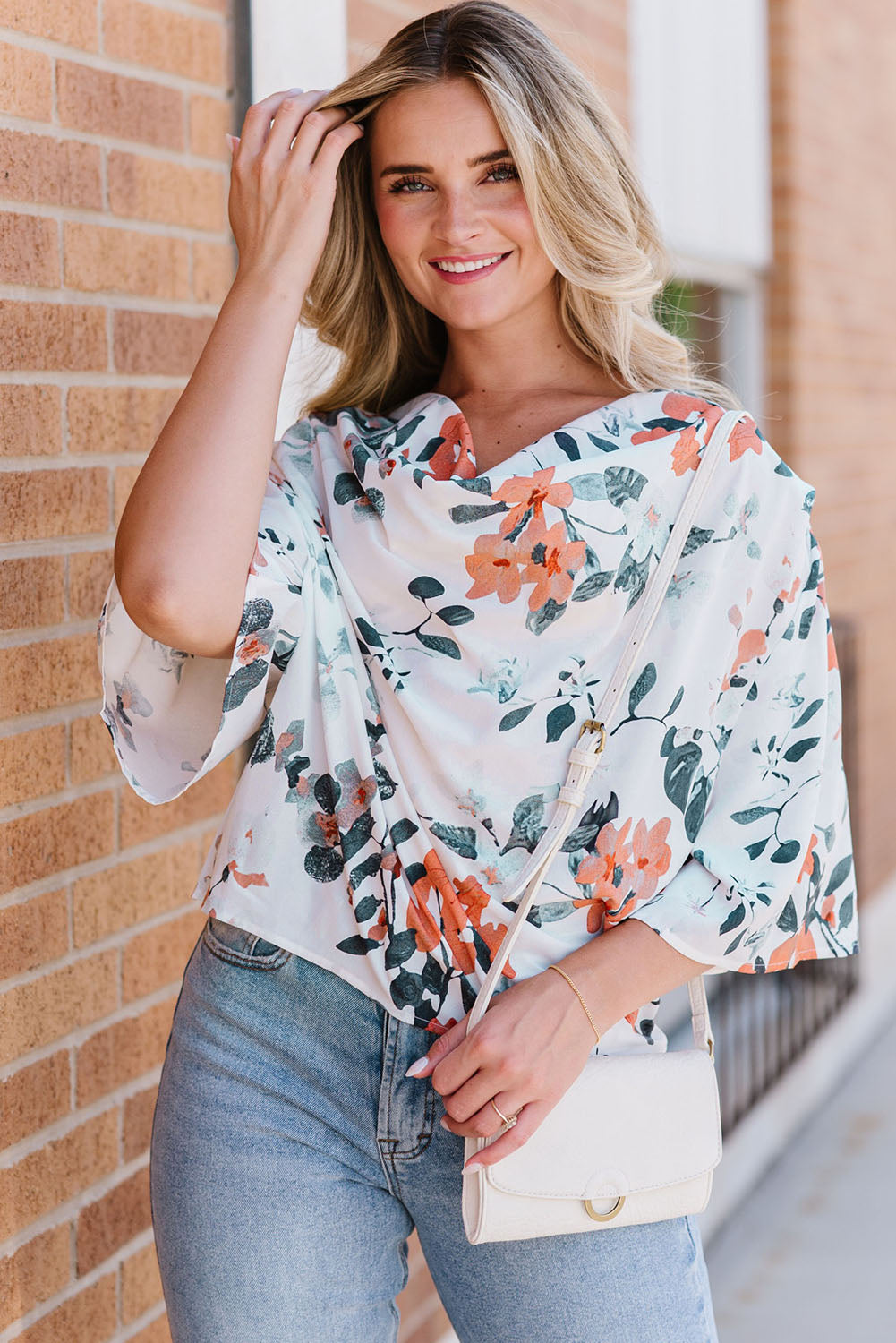 Corinne Floral Cowl Neck Blouse