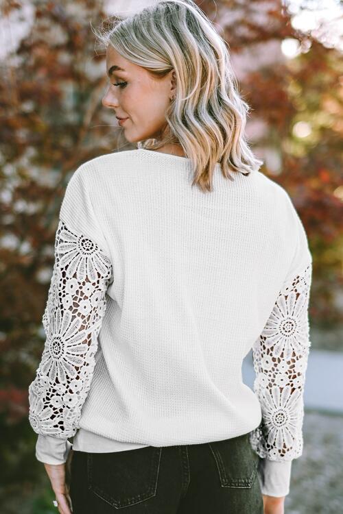 Adele V-Neck Crochet Blouse