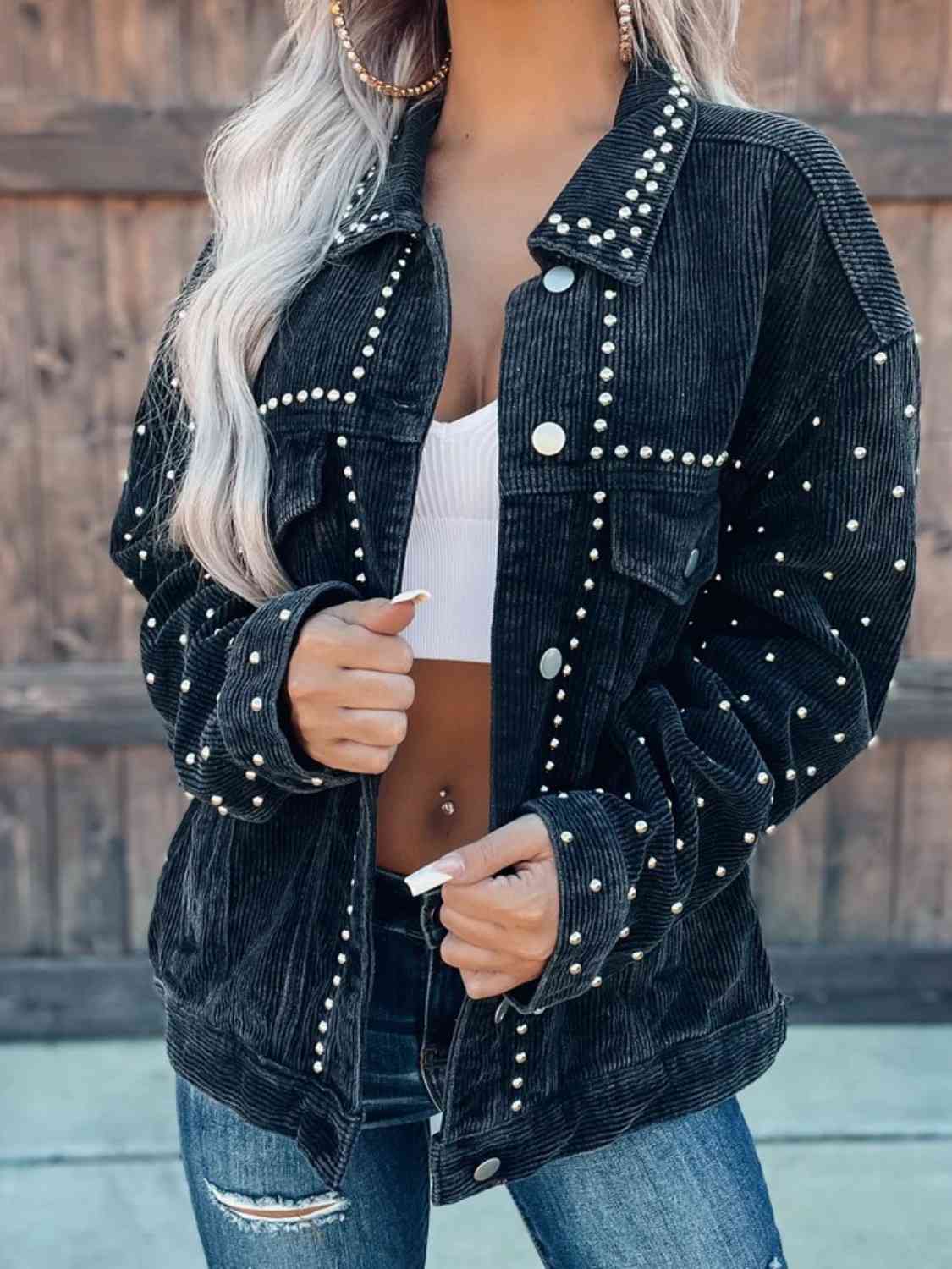 Alisson Studded Button Down Jacket