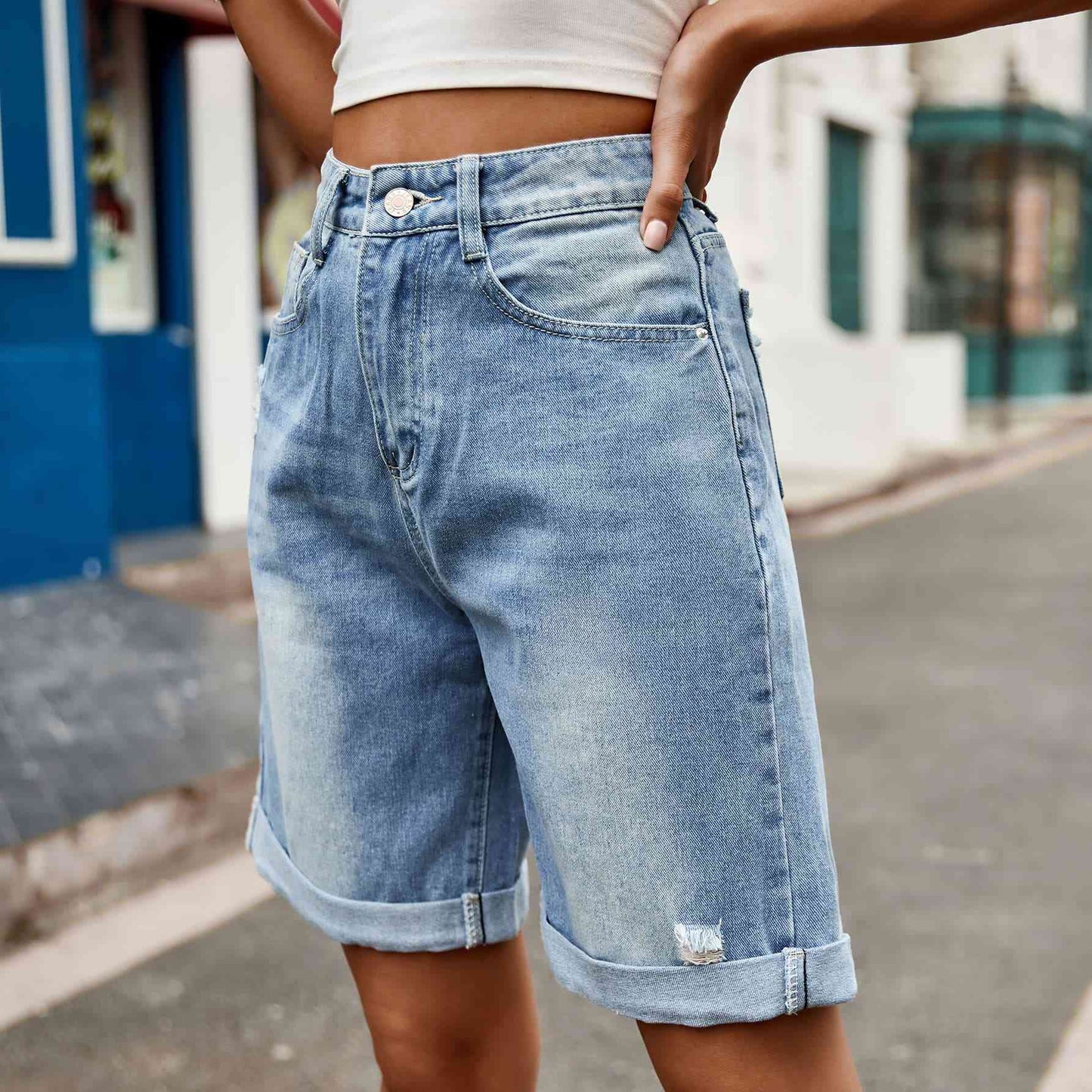 Tiana Distressed Denim Shorts