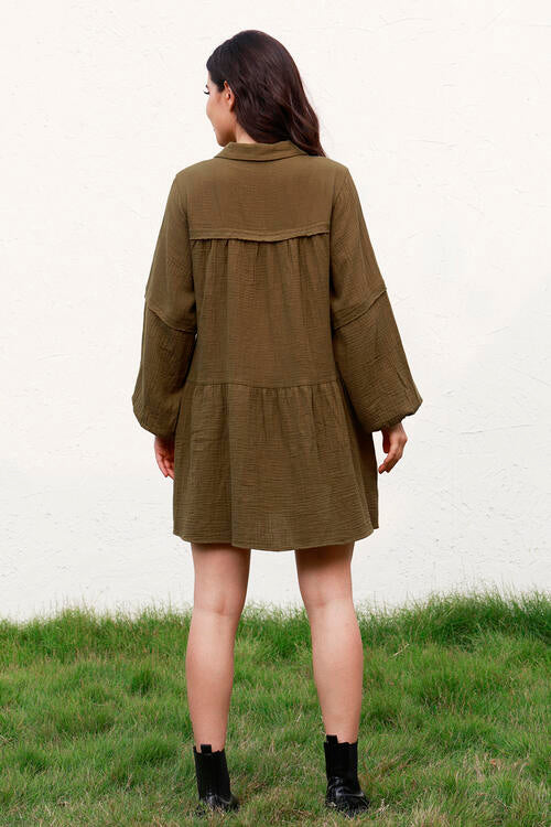 Talia Ruffle Hem Balloon Sleeve Mini Dress