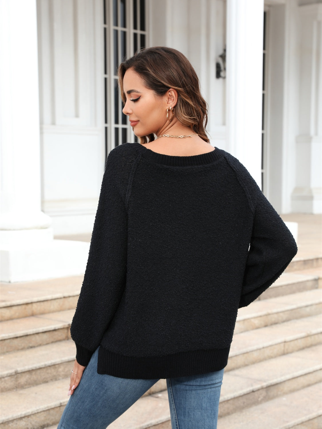 My Sweet Time Ribbed Trim Sweater