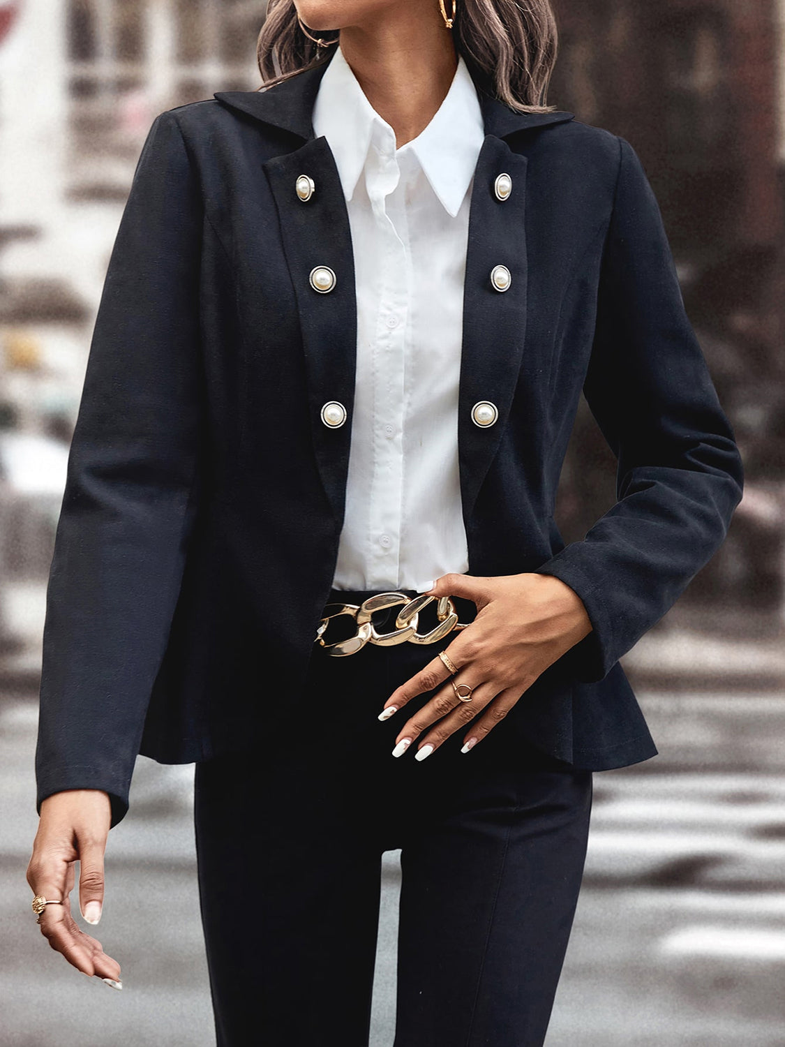 Liv Buttoned Lapel Collar Blazer
