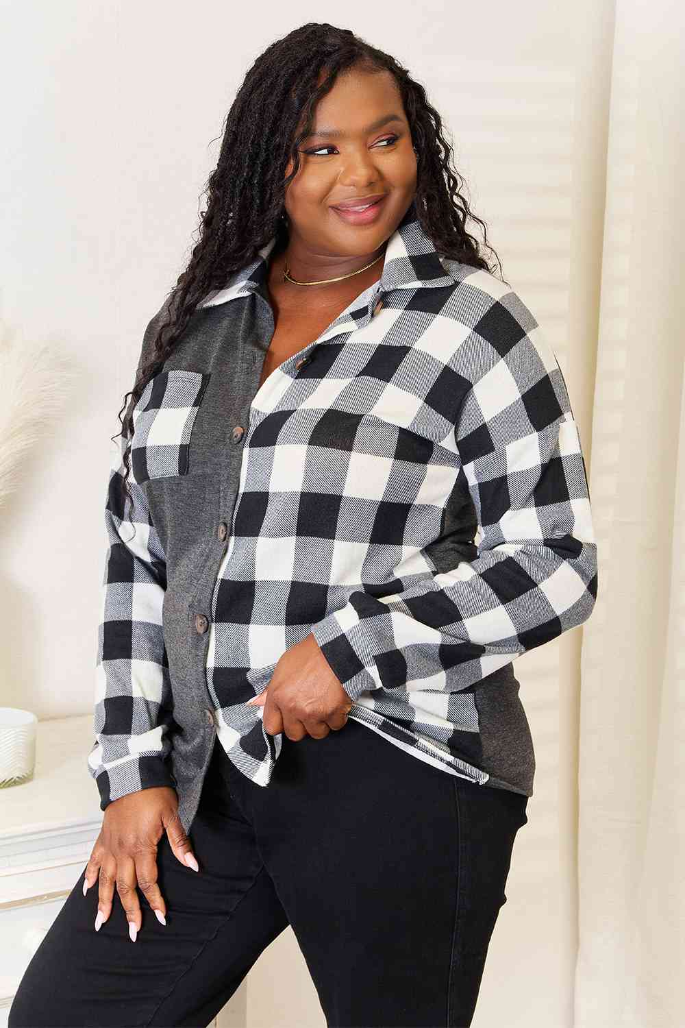 Gabriela Plaid Contrast Shacket