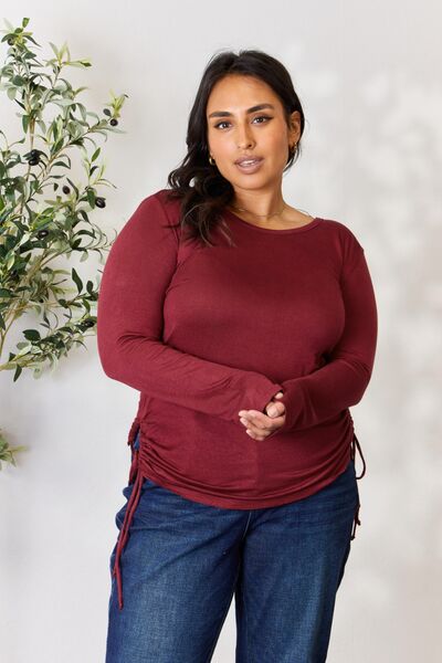 Bordeaux Drawstring Long Sleeve Top
