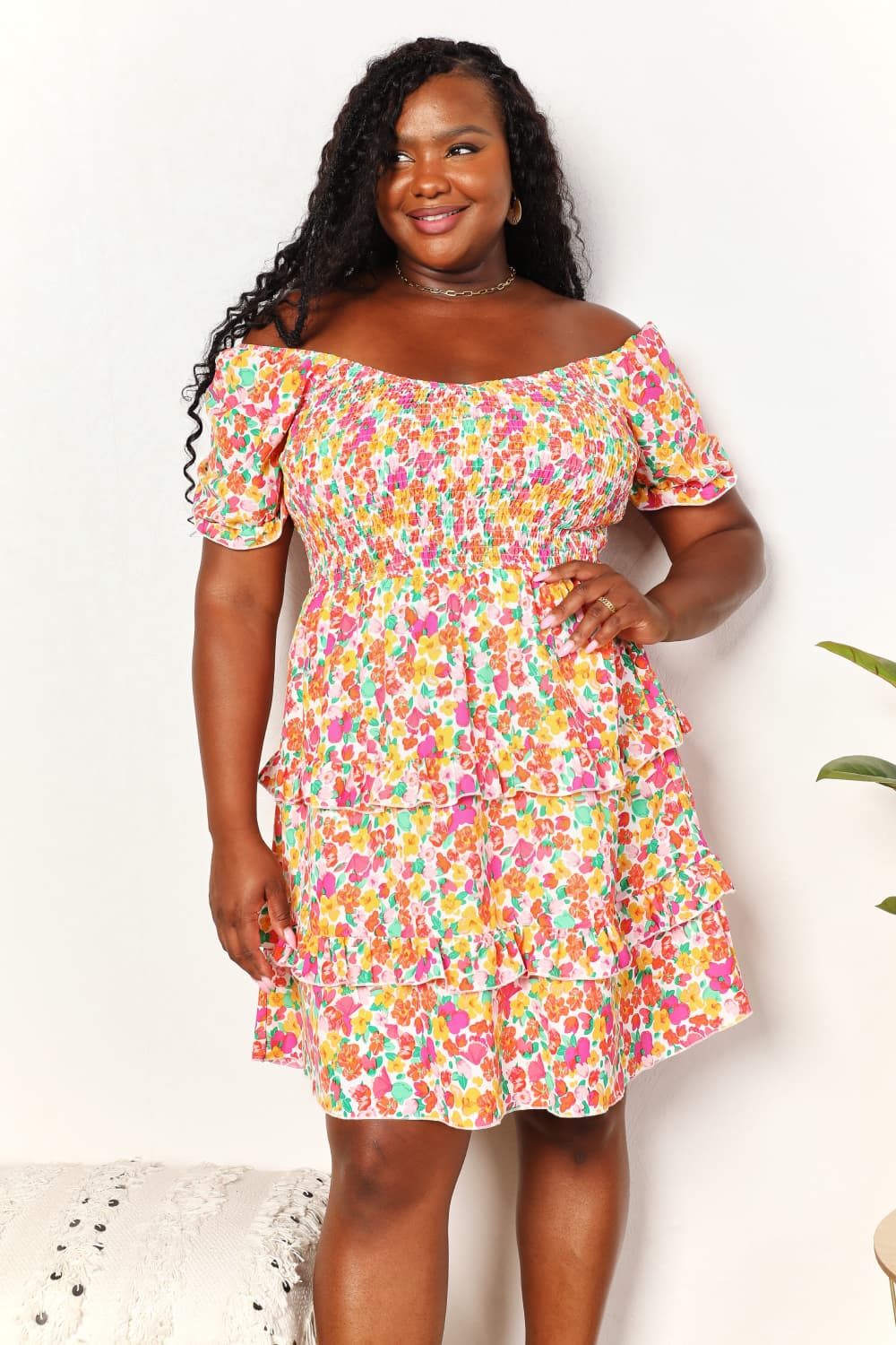 Selene Smocked Floral Mini Dress