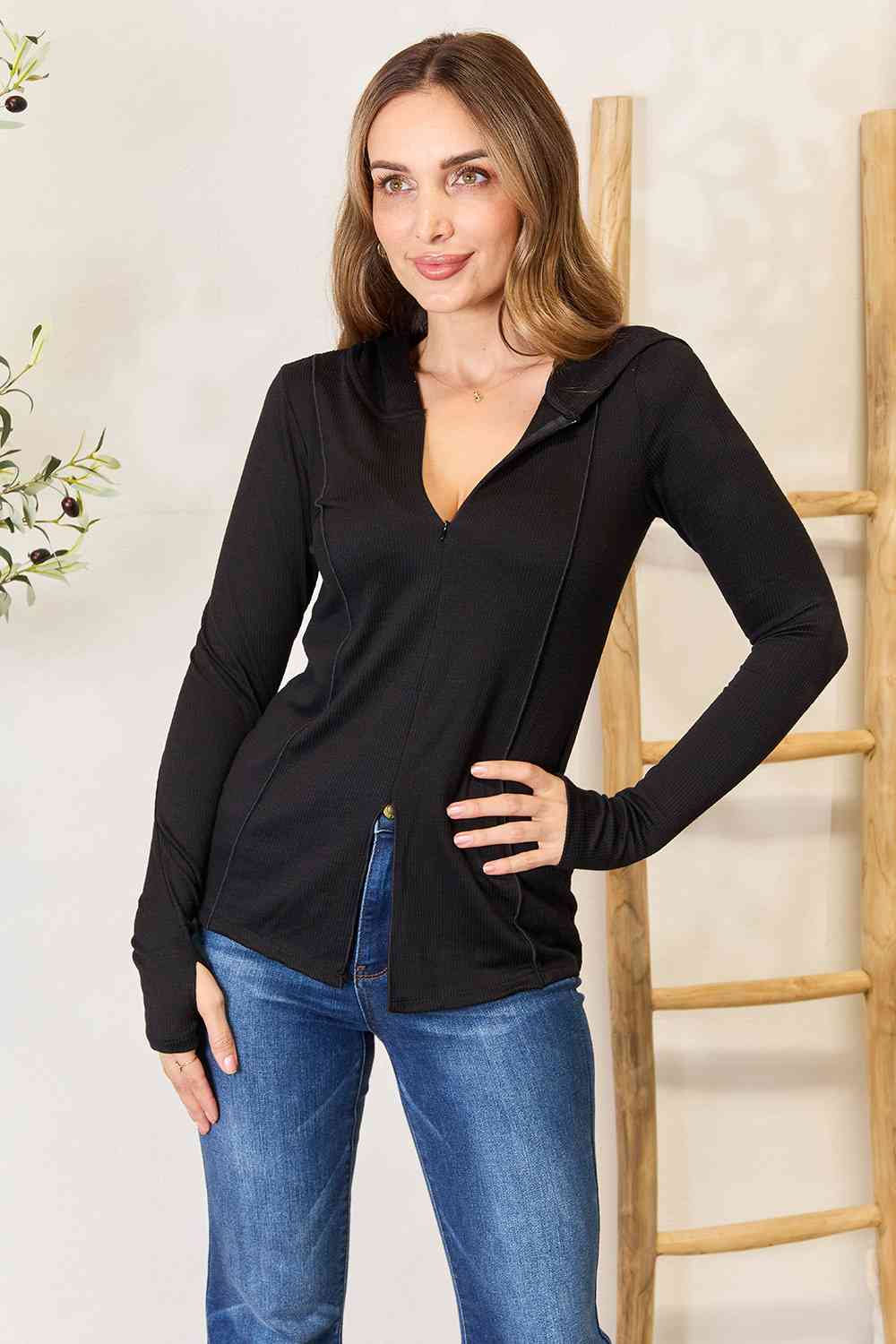 Teagan Exposed Seam Long Sleeve Hoodie