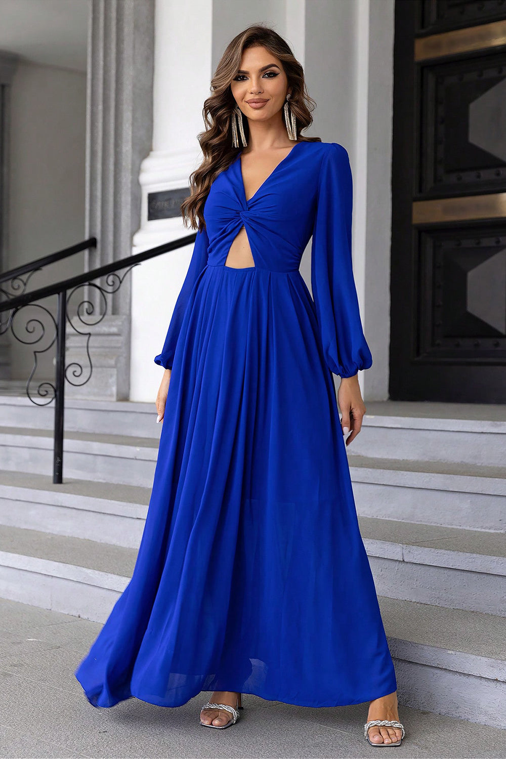 Royal Affair Twist Front Cutout Maxi Dress