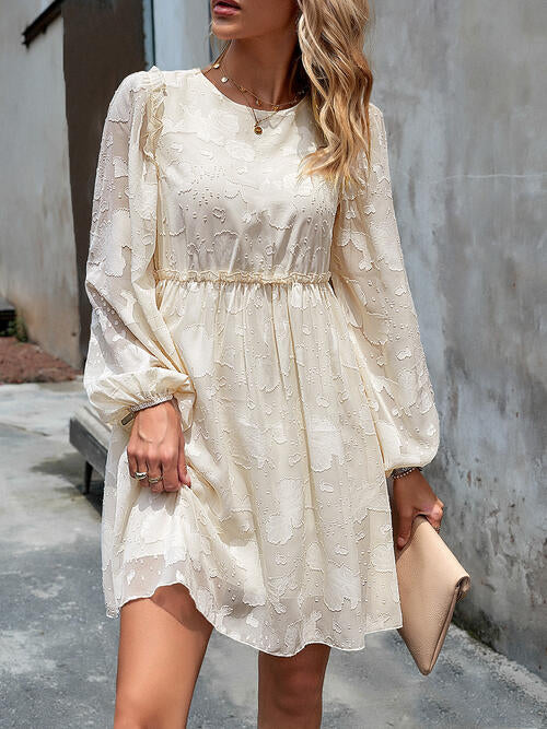 Delilah Ruffle Trim Balloon Sleeve Mini Dress