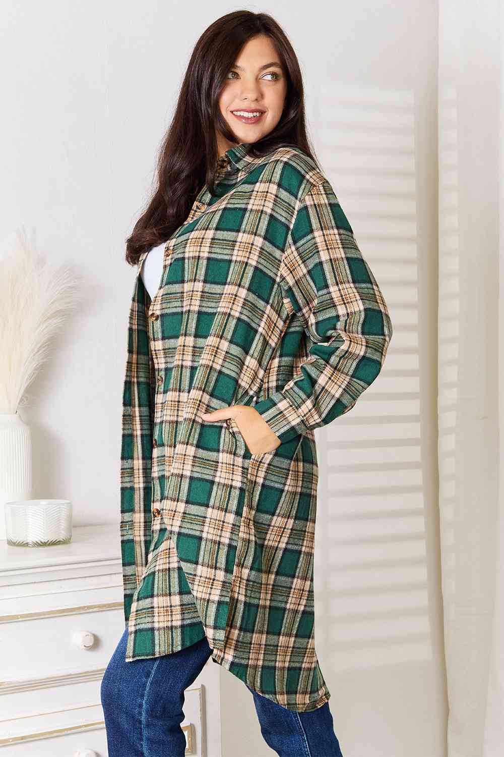 Evie Plaid Collared Neck Long Sleeve Shirt