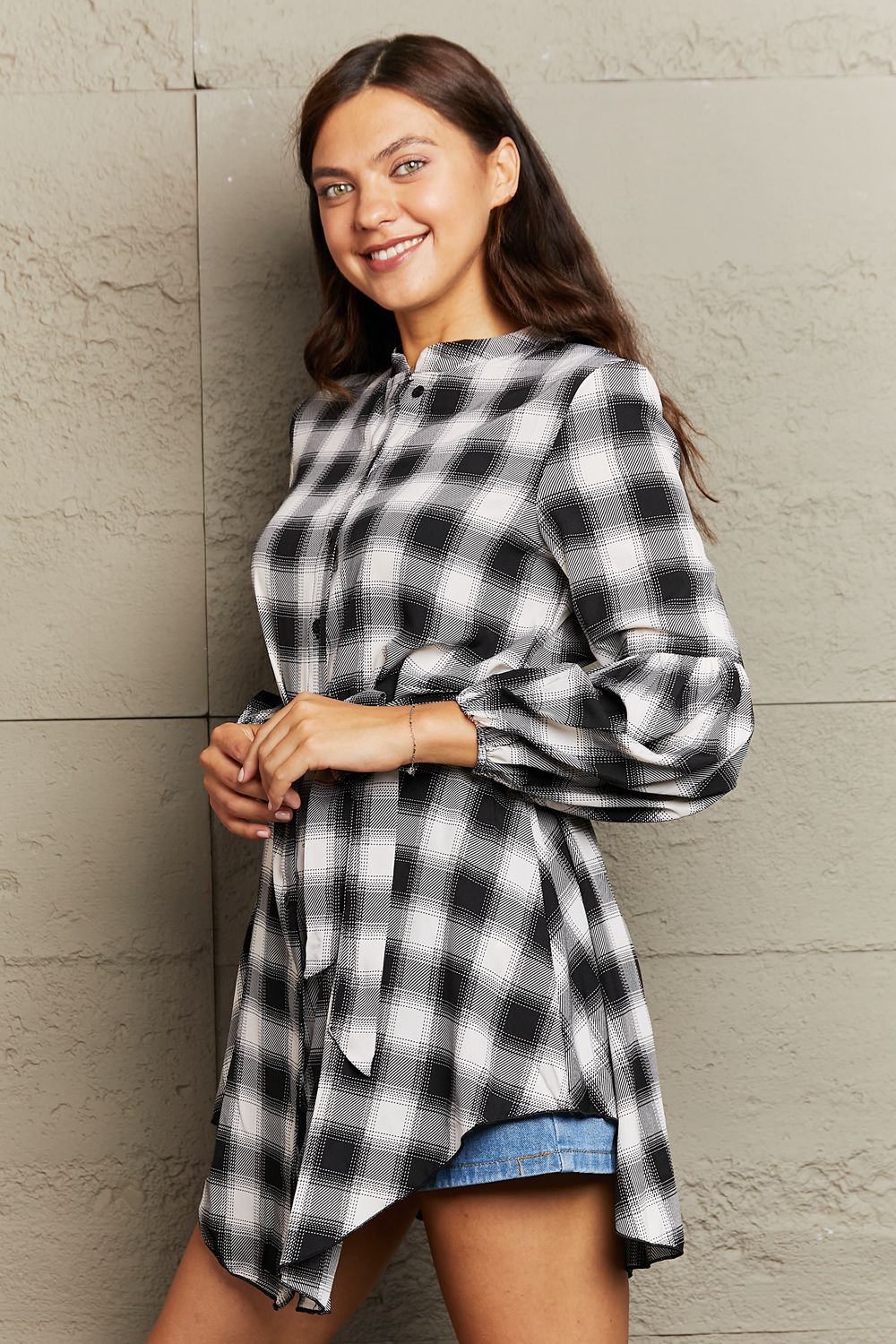Eve Plaid Tie Waist Mini Dress