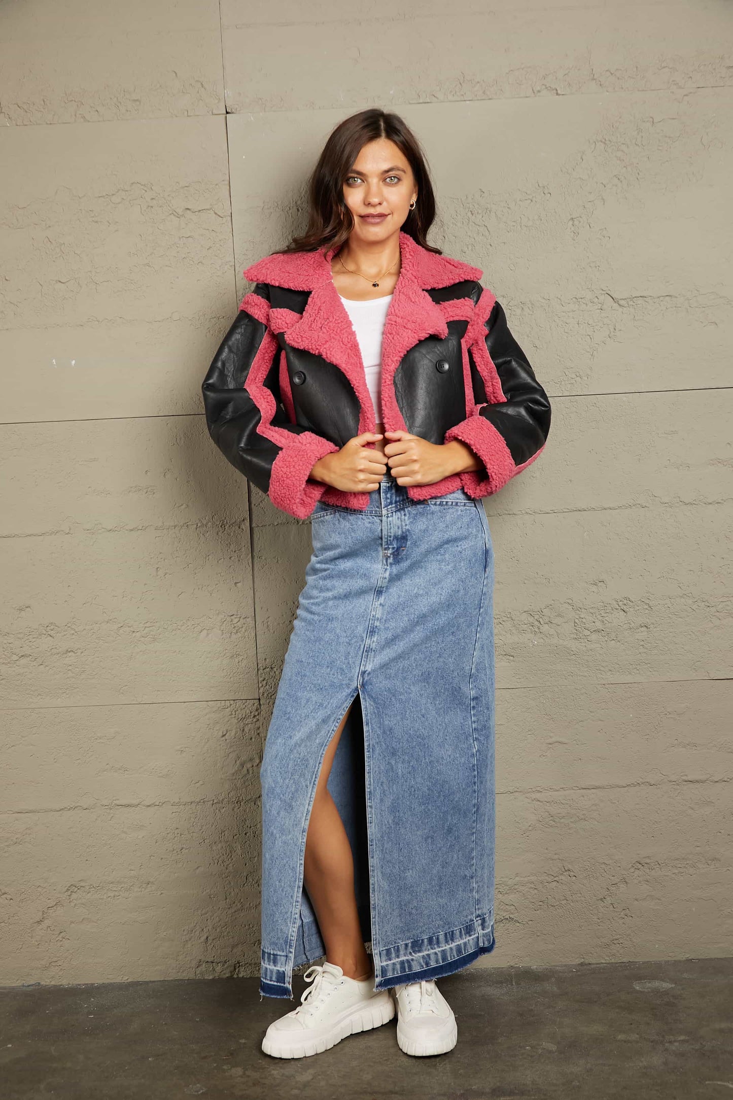 Aviator Contrast Double-Breasted Jacket