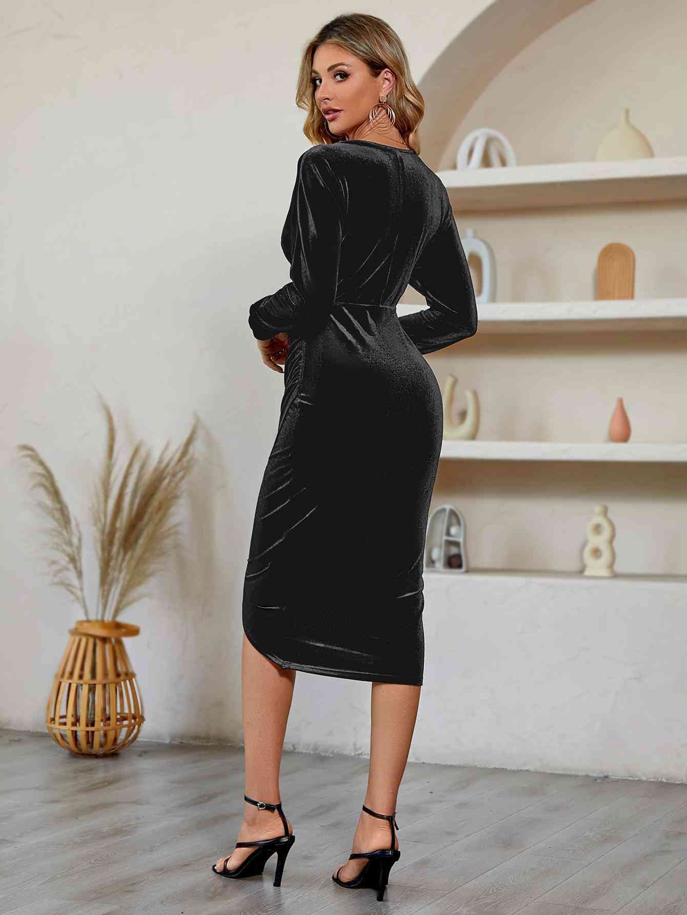 Milena V-Neck Long Sleeve Tulip Hem Dress