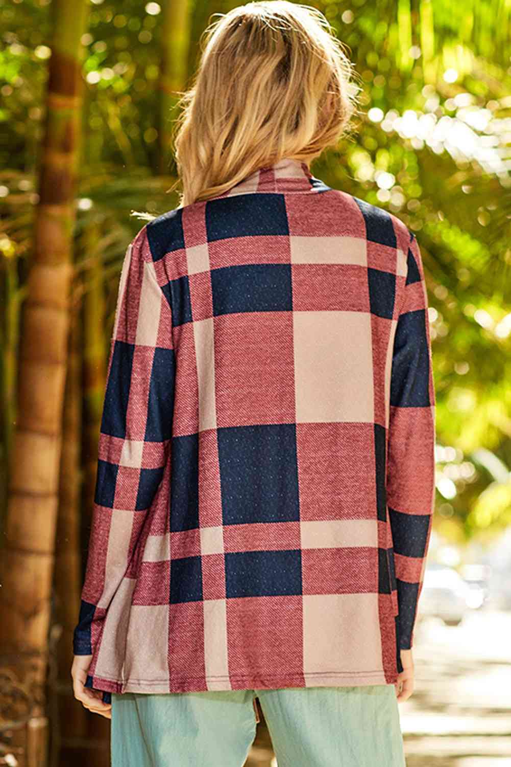Raven Plaid Open Front Cardigan