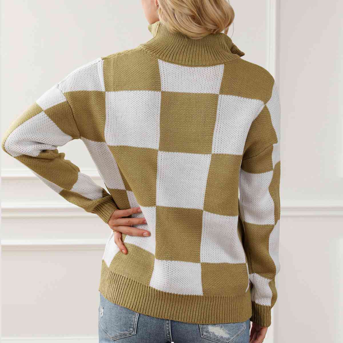 Time To Play Checkered Half Zip Pullover