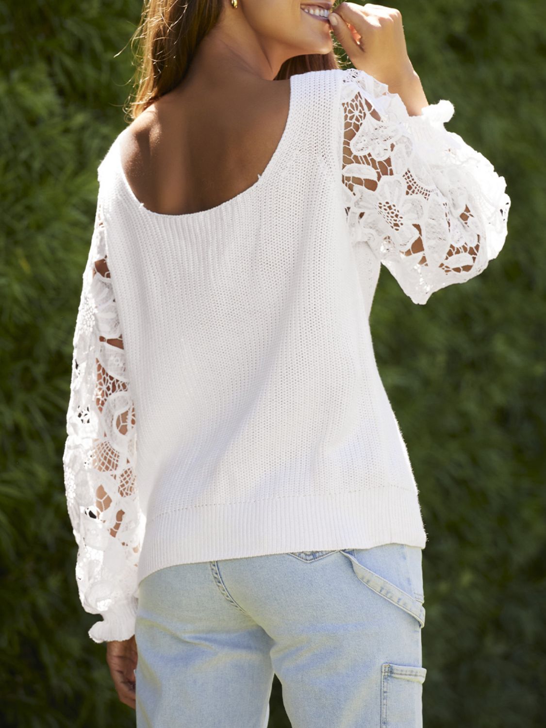Heavenly Lace Trim Knit Top