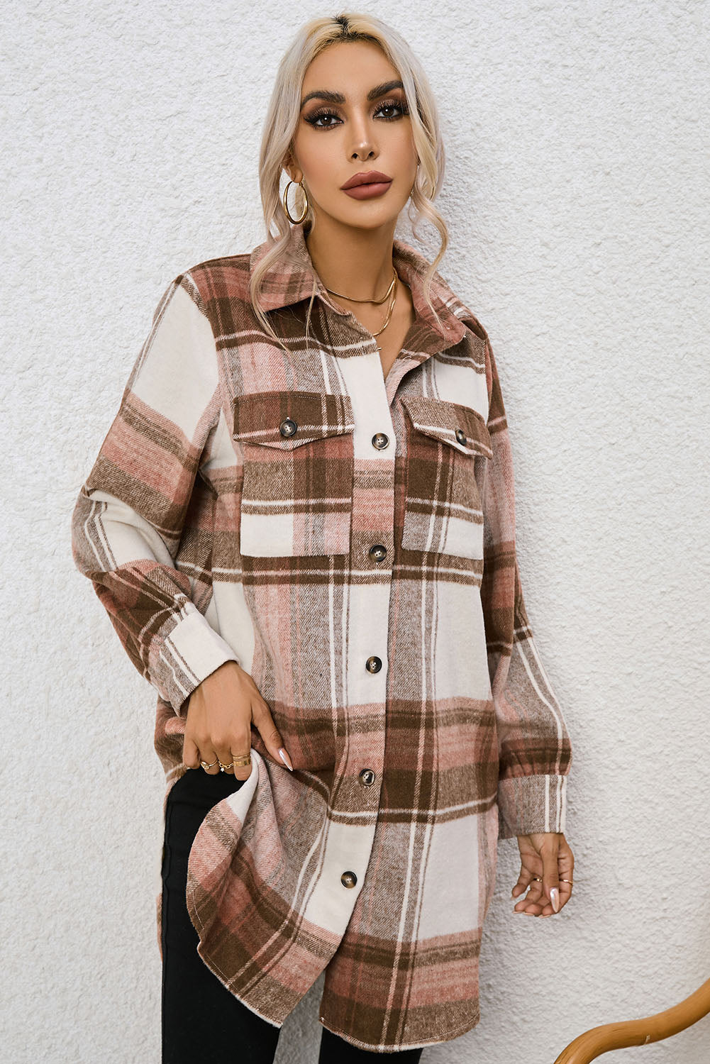 Linden Plaid Longline Jacket