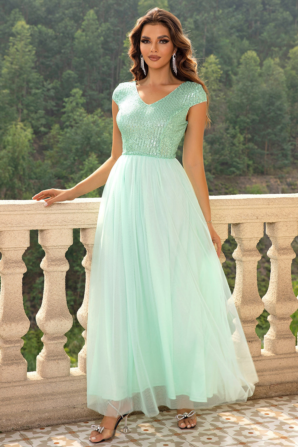 Modern Day Glam Sequin V-Neck Maxi Dress