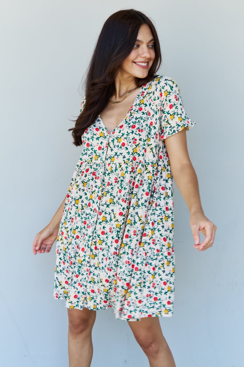 Follow Me Floral Ruffle Mini Dress