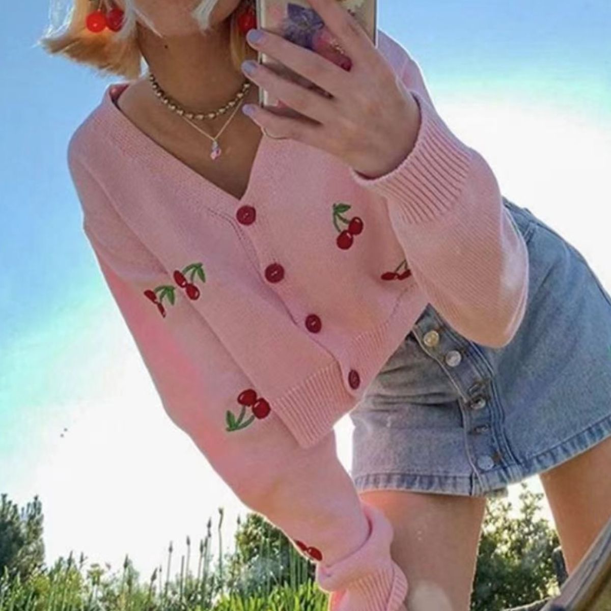 Cherry Cropped Cardigan