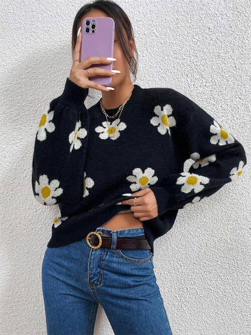 Luna Flower Lantern Sleeve Sweater