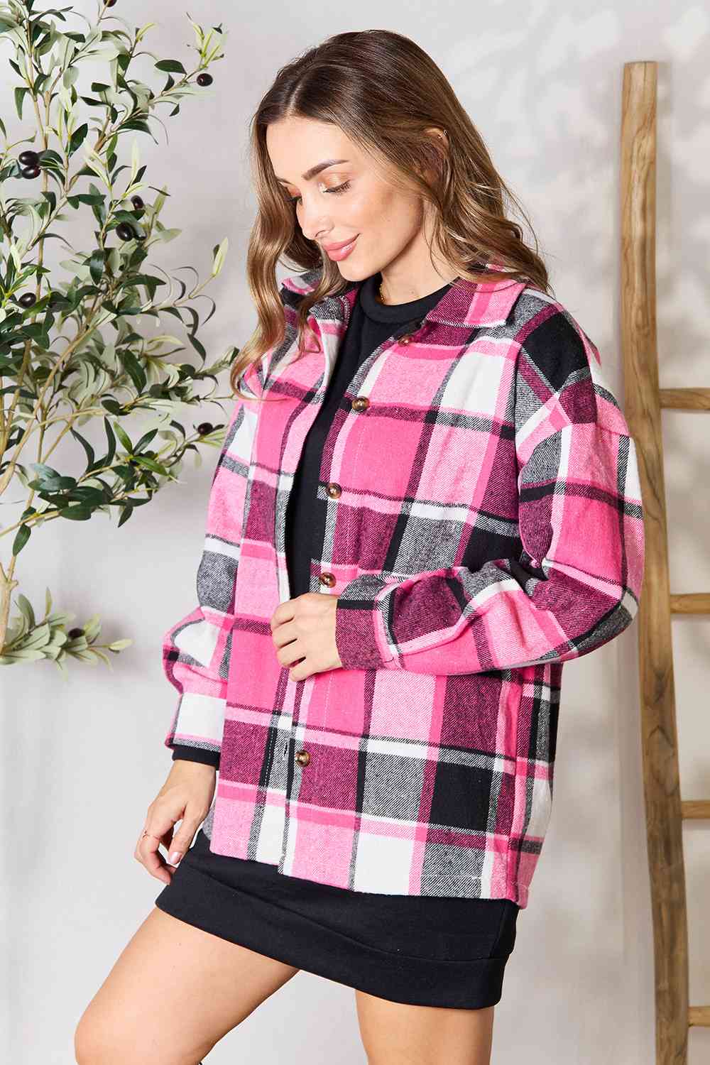 Kayla Plaid Button Up Jacket