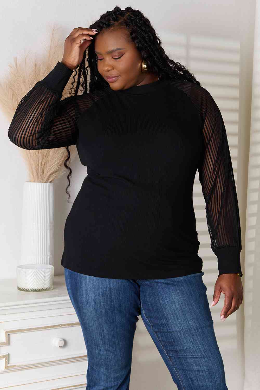 Timeless Sheer Sleeve Blouse