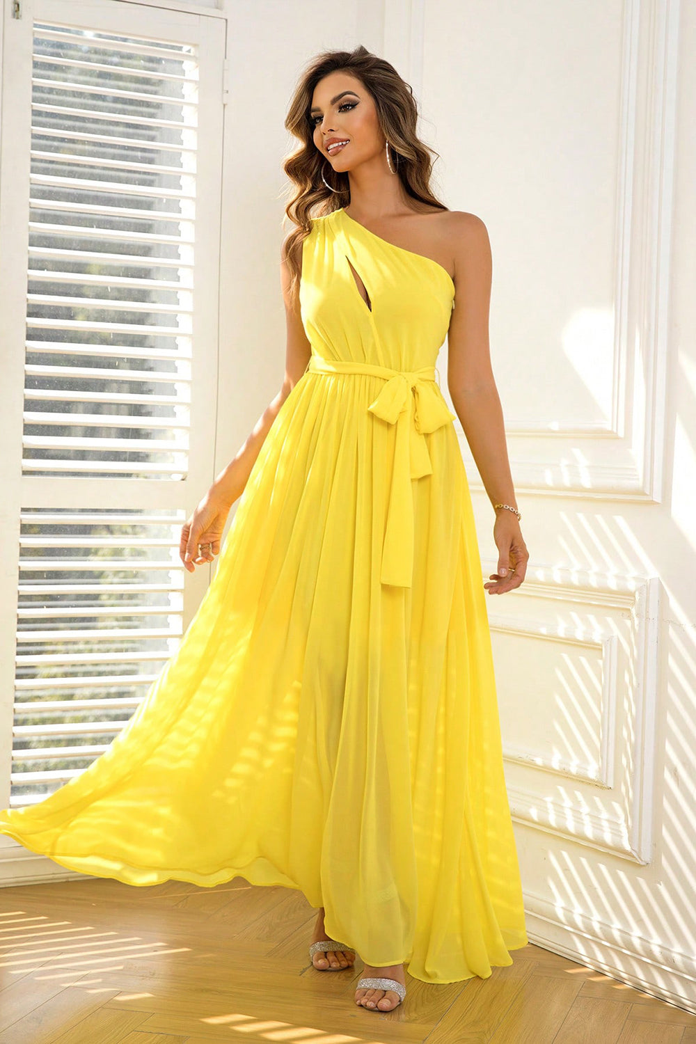 Sunshine Cutout Tie Waist Maxi Dress