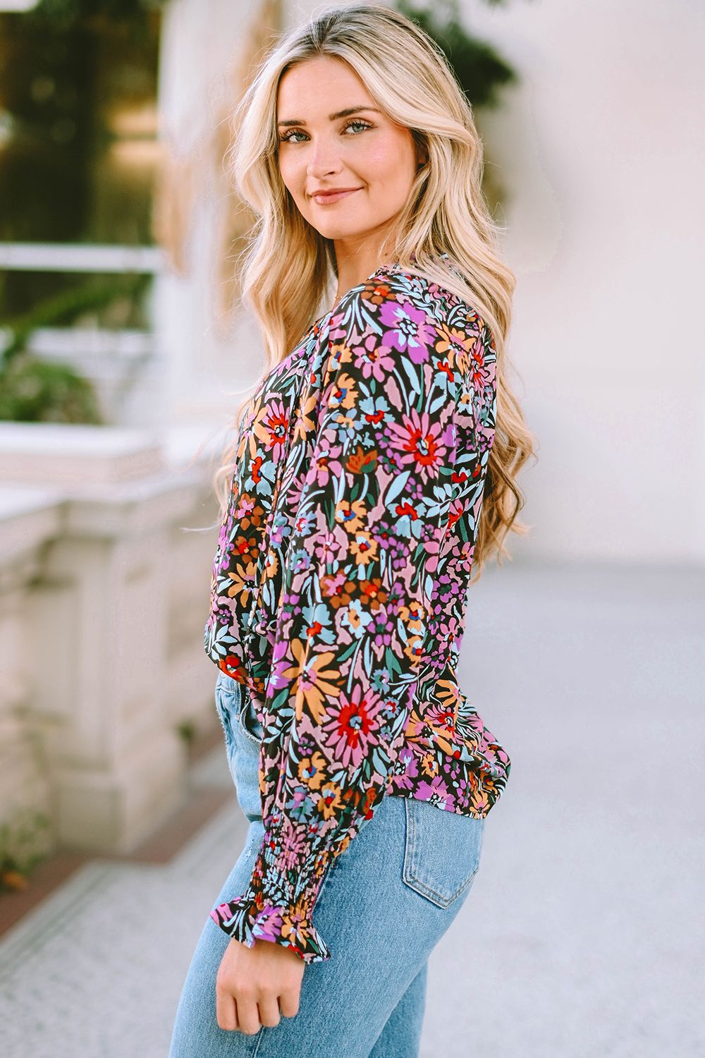 Blossom Floral Flounce Sleeve Blouse