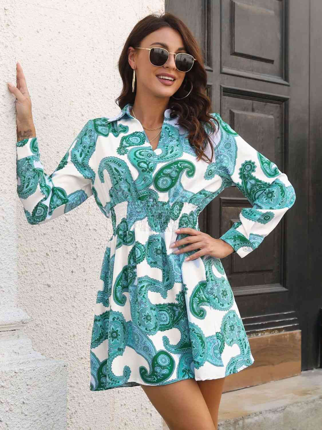 Debra Paisley Smocked Dress