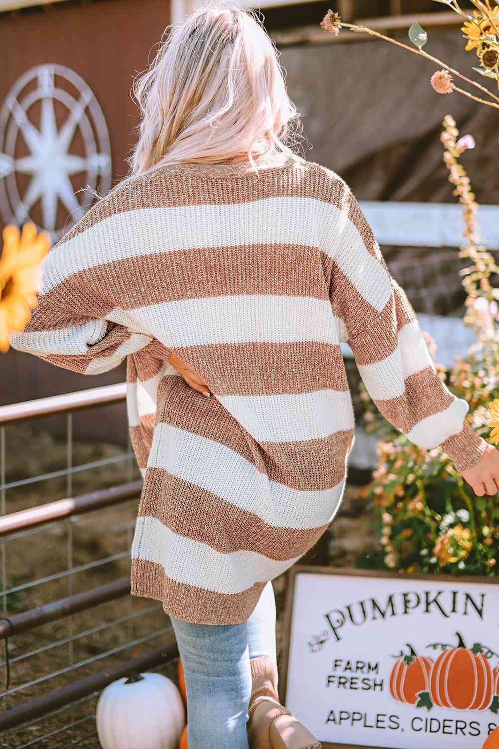 Janelle Striped Open Front Cardigan