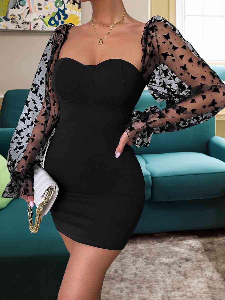 Milana Puff Mesh Sleeve Mini Dress