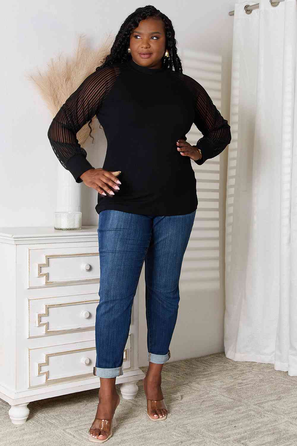 Timeless Sheer Sleeve Blouse