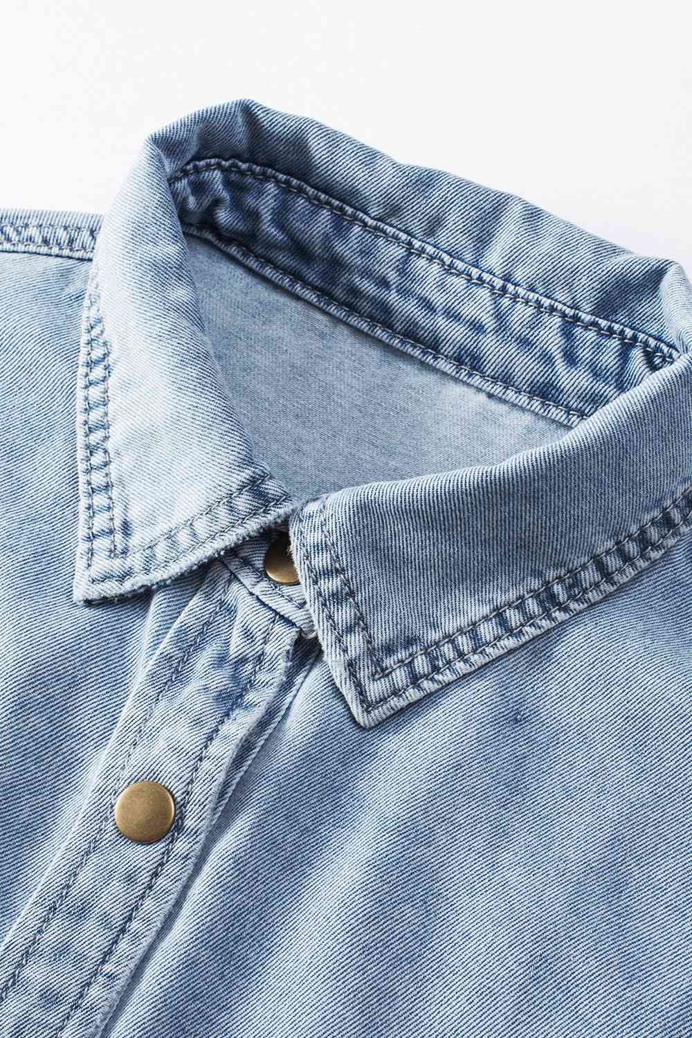 Tessa Button Front Flare Sleeve Denim Top